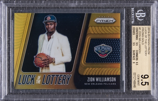 2019-20 Panini Prizm Gold "Luck of the Lottery" #1 Zion Williamson (#08/10) – BGS GEM MINT 9.5
